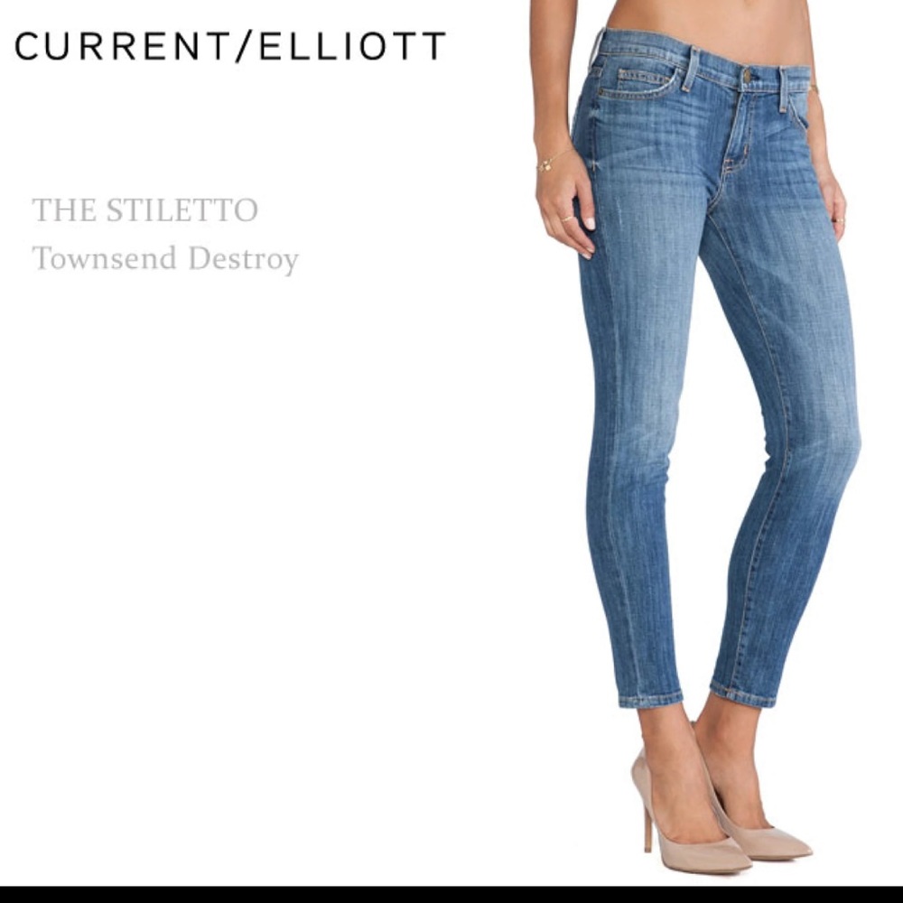 Current Elliott "The Stiletto Townsend Destroy" Blue Jeans / 26
